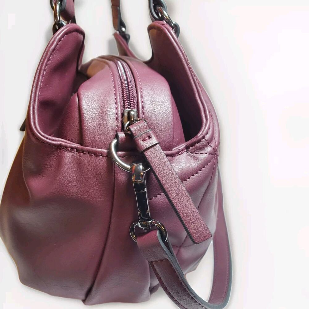 Simply Vera Vera Wang Collection Burgandy Quilted Buena Satchel Crossbody Bag - Picture 8 of 16